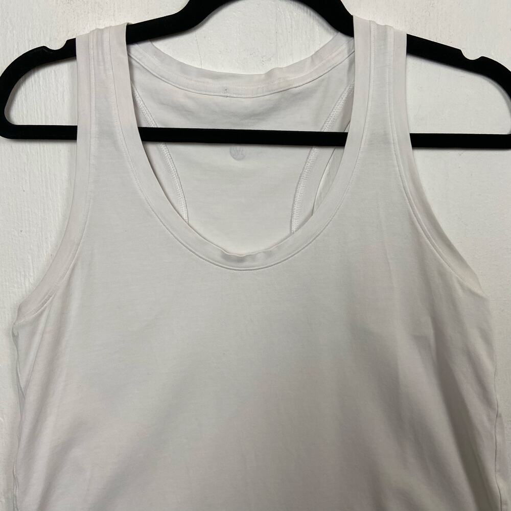 Lululemon Women's White Racer Back Tank Top No Size Dot - Picture 2 of 6